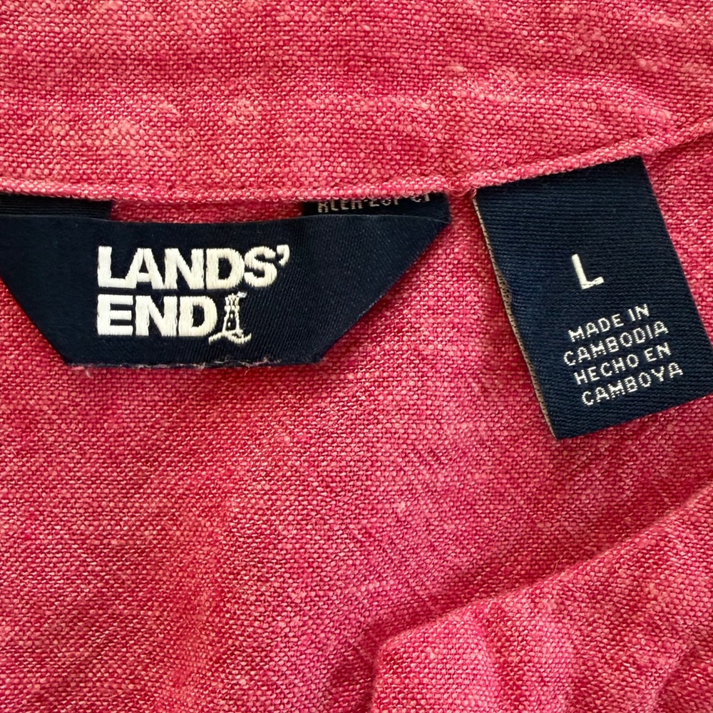 Lands' End Linen Tunic Top pink size L - Picture 2 of 8